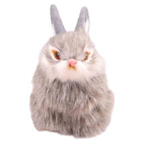 ABODELINE Easter Simulation Rabbits, Mini Realistic Cute Plush Rabbits Lifelike Plush Bunny Realistic Rabbit Miniatures, White Rabbits Home Party Decors Model Gift Miniatures Decorations(Gray)
