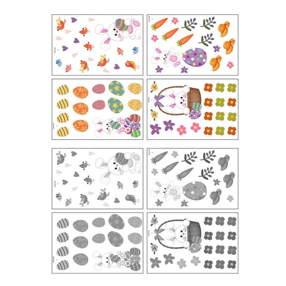 ABODELINE Easter Wall Stickers Wall Decals Flower Egg Clings Colorful Easter Decor Party Supplies for Home Office School Door Window, 4 Sheets
