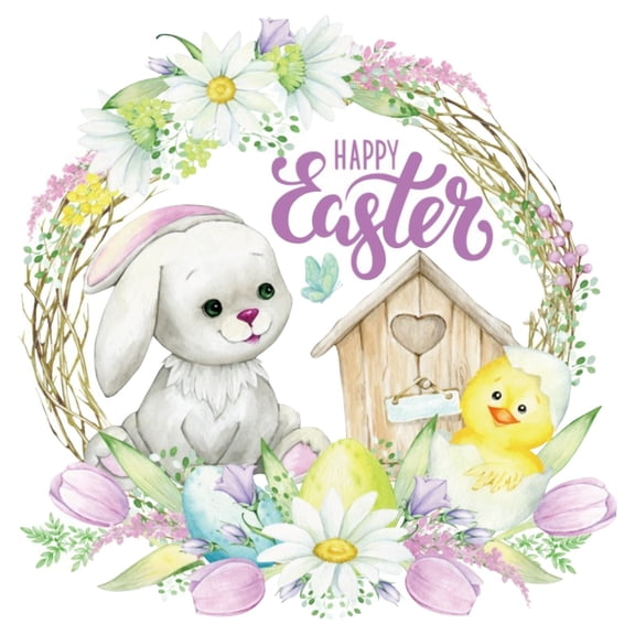 ABODELINE Easter Window Clings Stickers - Watercolor Bunny Floral Egg Butterfly Glass Decals Peel and Stick Static Sticker for Home Window Glass Easter-Themed Decor