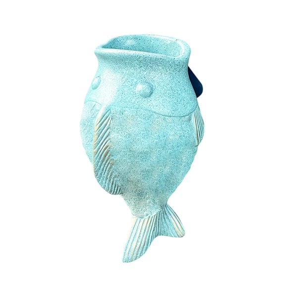 ABODELINE Fish Planter Wall Mounted, Resin Wall Vase for Indoor Plants, 7.3" Modern Farmhouse Decor, Cute Succulent Wall Hanging Planter for Outdoor Patio Balcony, Teal Gold (with Hanging Hole)