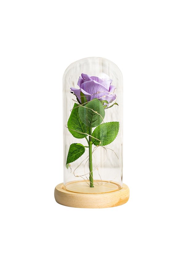 Glass Rose in Glass Dome, Gifts for Women Mom Birthday Gifts, Galaxy Glass Rose Forever Preserved Flowers Light Up Rose in Glass Dome Mothers Day Rose Gifts for Her Wife Daughter Girlfriend