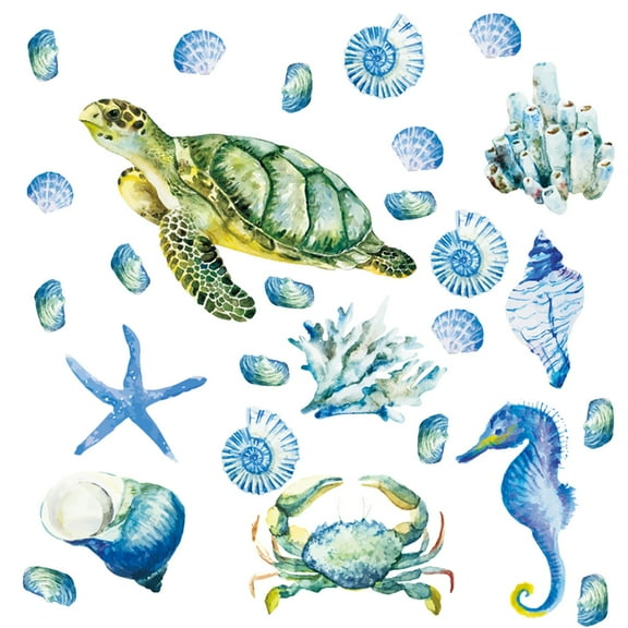 ABODELINE Glow in The Dark Ocean Fish Wall Decals,Under The Sea Wall Stickers Decals Decor Luminous Sea Life Animals Waterproof Stick Wall Decal for Kids Boys Bedroom Watercolor Ocean Creatures Decor