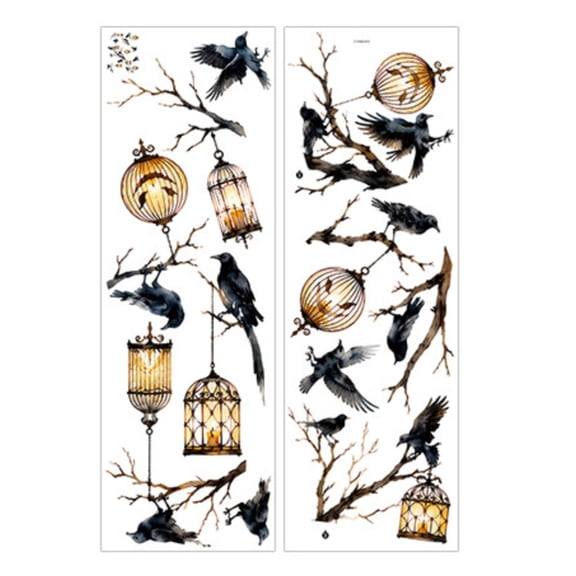 ABODELINE Halloween Window Decoration Clings Removable Tree Branch Crow Static Decals | Halloween Window Decorations, Peel and Stick Vinyl for Spook House Living Room Holiday Party