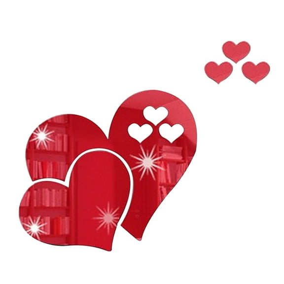 ABODELINE Heart Mirror Wall Decal 3D Acrylic Heart Mirrors Wall Art Decor Removable Sticker for Living Room Bedroom Home Decoration