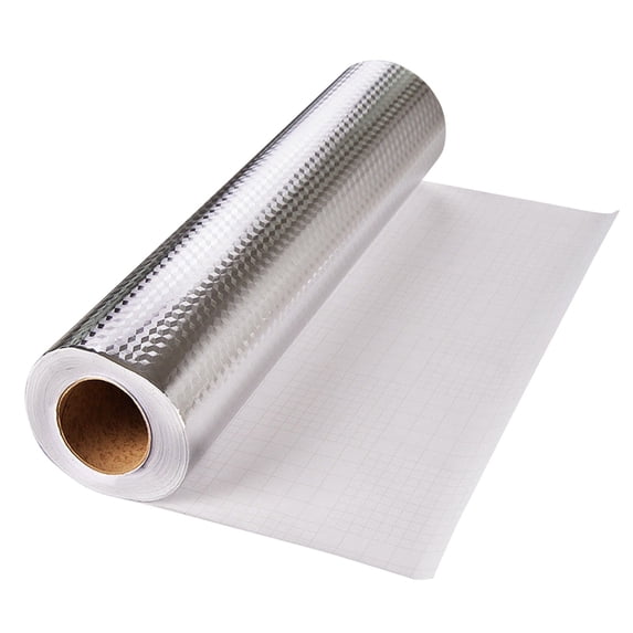 ABODELINE Kitchen Wallpaper Oil Proof Sticker Backsplash Aluminum foil Oil self-Adhesive Paper Silver Cabinet Liner Waterproof and Heat Resistant Peel and Stick backsplash, W 15.7 Inches