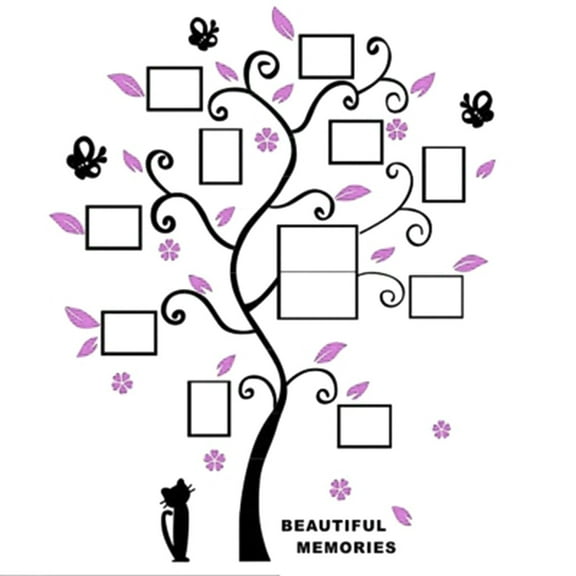 ABODELINE Large Family Tree Wall Sticker Photo Frame Wall Decal 32x39inch Removable Self-Adhesive Vinyl Wall Clings for Living Room Bedroom Decoration