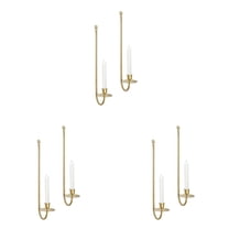 ABODELINE Metal Wall Candle Sconce Holder Set of 6 Wall Mount Candle Holder Pillar Holder Brass Modern Wall Candle Sconces Hanging for Living Room Farmhouse Fireplace Wedding