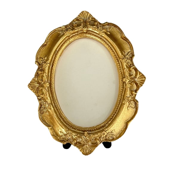 ABODELINE Oval Picture Frame European Style Photo Frame with Embossed Bow Picture Frame Antique Ornate Display Photo Frame for Home Wall Decor - Gold