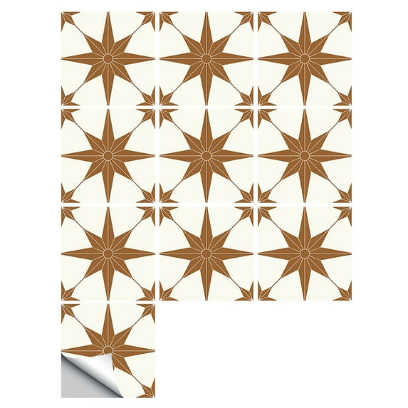 ABODELINE Peel & Stick Floor Stickers Self Adhesive 8" x 8" Removable Decorative Tile Stickers for Kitchen Bathroom Living Room Waterproof Vinyl Flooring 10 Pack (Gold)