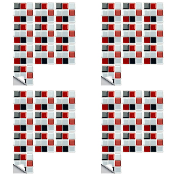 ABODELINE Peel and Stick Tile 3D Mosaic Wall Panels 40PCS 4"x4" Stick on Backsplash for Kitchen 3D PVC Self Adhesive Wall Tiles Interior Renters for Bathroom Living Room Laundry Room Decorate