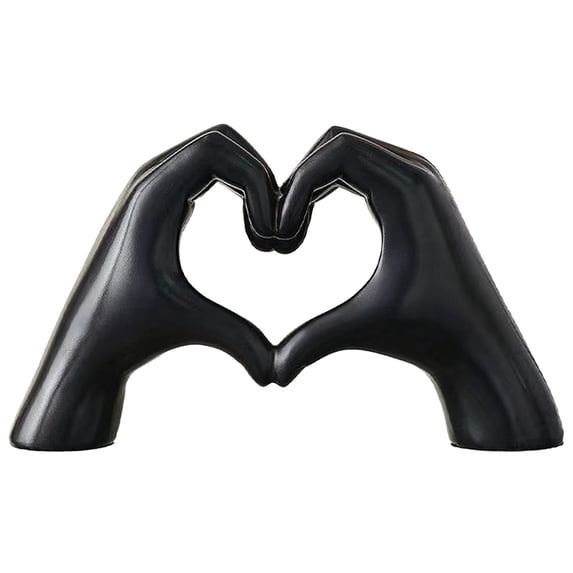 ABODELINE Small Heart Hands Sculpture Decor for Living Room Bedroom Bookshelf Coffe Table and Office Display, Love Finger Statue Modern Aesthetic Home Decor, Unique Gift for Wedding Birthday (Black)