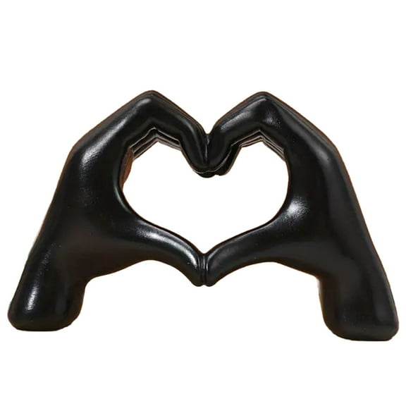 ABODELINE Small Heart Hands Statues Hand Love Sculpture Aesthetic Unique Cute Decorative Home Decor Ornaments for Living Room, Wedding, Office Desktop, Cabinets, Bookshelf (Small Black)