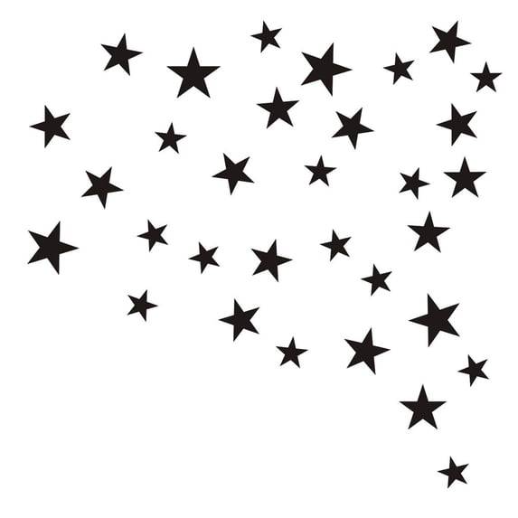 ABODELINE Star Wall Stickers 17 PCS Removable Peel and Stick PVC Stars Decals for Living Room Bedroom Wedding Baby Shower Birthday Christmas Decorations