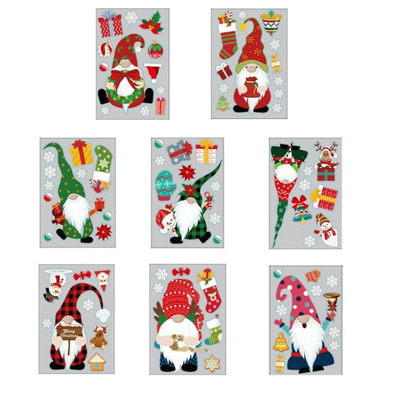 ABODELINE Vintage Christmas Window Clings Happy Holiday Vintage Windows Stickers Xmas Retro Window Decals Removable Xmas Santa Claus Windows Decorations for Winter Christmas Home Kitchen Office Decor