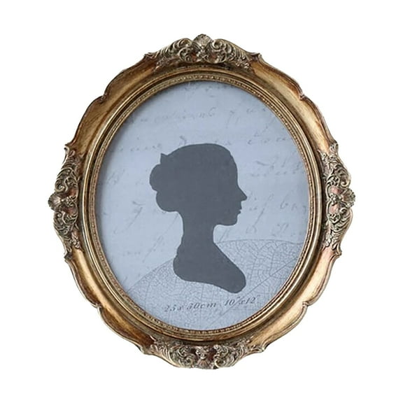 ABODELINE Vintage Oval Picture Frame 6x8 Inch, Antique Ornate Photo Frames with Solid Resin & Glass, Scroll Design, Tabletop & Wall Hanging, Photo Display, for Classic Home Decor, Gold