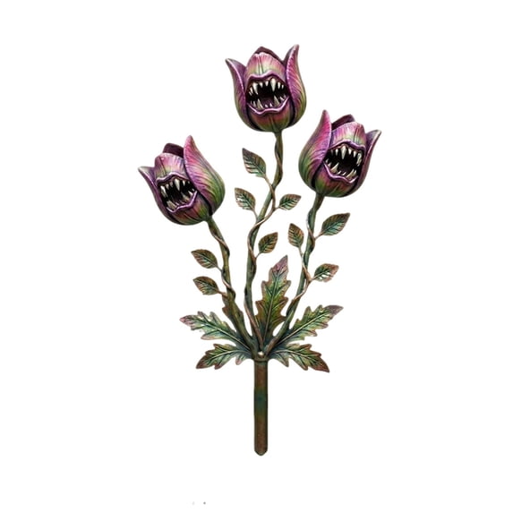 ABODELINE Whimsical Metal Carnivorous Plant Garden Stake | Venus Flytrap Monster Plant Sculpture, Halloween Yard Art for Flower Beds, Patios & Planters, Unique Quirky Garden Gift