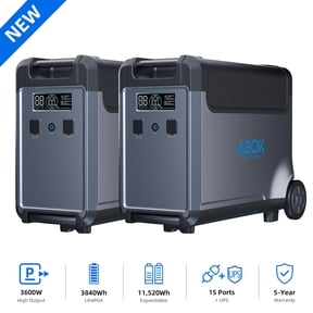 ABOK Ark3600 Expansion Battery 2-PACK – 7680Wh LiFePO4 Add-On (2x3840Wh) to Reach 11520Wh for Whole Home Backup (Station Not Included)