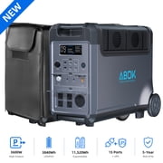 ABOK 3600W Portable Power Station, 3840Wh LiFePO4 Solar Generator with Waterproof Cover for Home Backup, RV, Camping & Emergency Power