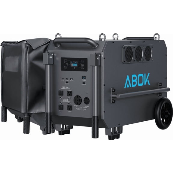 ABOK 7200W Solar Generator 9792Wh Power Station with Waterproof Protective Cover, Use For Outdoor Activity