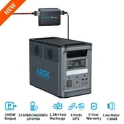 ABOK Ark2000 Portable Power Station, 2000W 1536Wh, with ACS500 500W DC Converter, Expandable LiFePO4 Backup for RV and Home Use