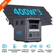 ABOK Ark2000 1200W Max Solar Kit 3x400W   Complete Off-Grid Power, 1536Wh LiFePO4 for Emergencies