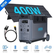 ABOK 3600W 3840Wh LiFePO4 Solar Generator with 400W Solar Panel, Portable Power Station for Home Backup, RV, Camping & Hurricane OutagesArk3600+PV400