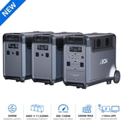 ABOK Ark3600 11520Wh Solar Generator, 3600W LiFePO4 Portable Power Station with 2 Expansion Batteries for Home Backup, Blackouts, Hurricanes & Emergency