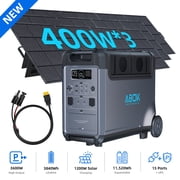 ABOK 3600W 3840Wh Solar Generator with 1200W Solar Panels, LiFePO4 Portable Power Station for Home Backup, RV, Camping, Off-Grid & Power Outages Ark3600+3PV400