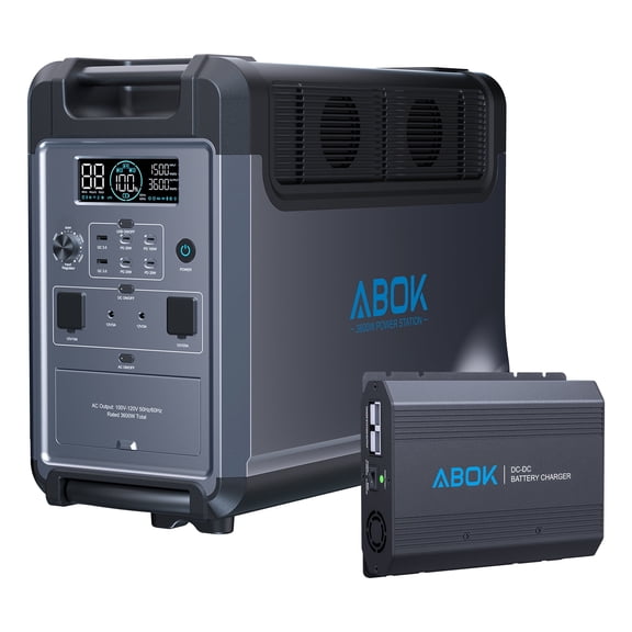 ABOK Ark3600 Solar Generator with 500W Car Charger | Charge While Driving, 3840Wh LiFePO4 for RVs, Overlanding & Power Outages