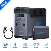 ABOK 3600W Portable Power Station, 3840Wh LiFePO4 Solar Generator with 500W DCDC Car Fast Charger for RV, Camping, Road Trips & Off-Grid Power