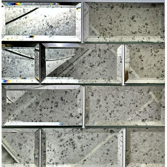 ABOLOS UNBREF0306-AN[L] Antique Silver 3 in. x 6 in. Glass Mirror Peel and Stick Subway Wall Tile (11 sq.ft/Case)