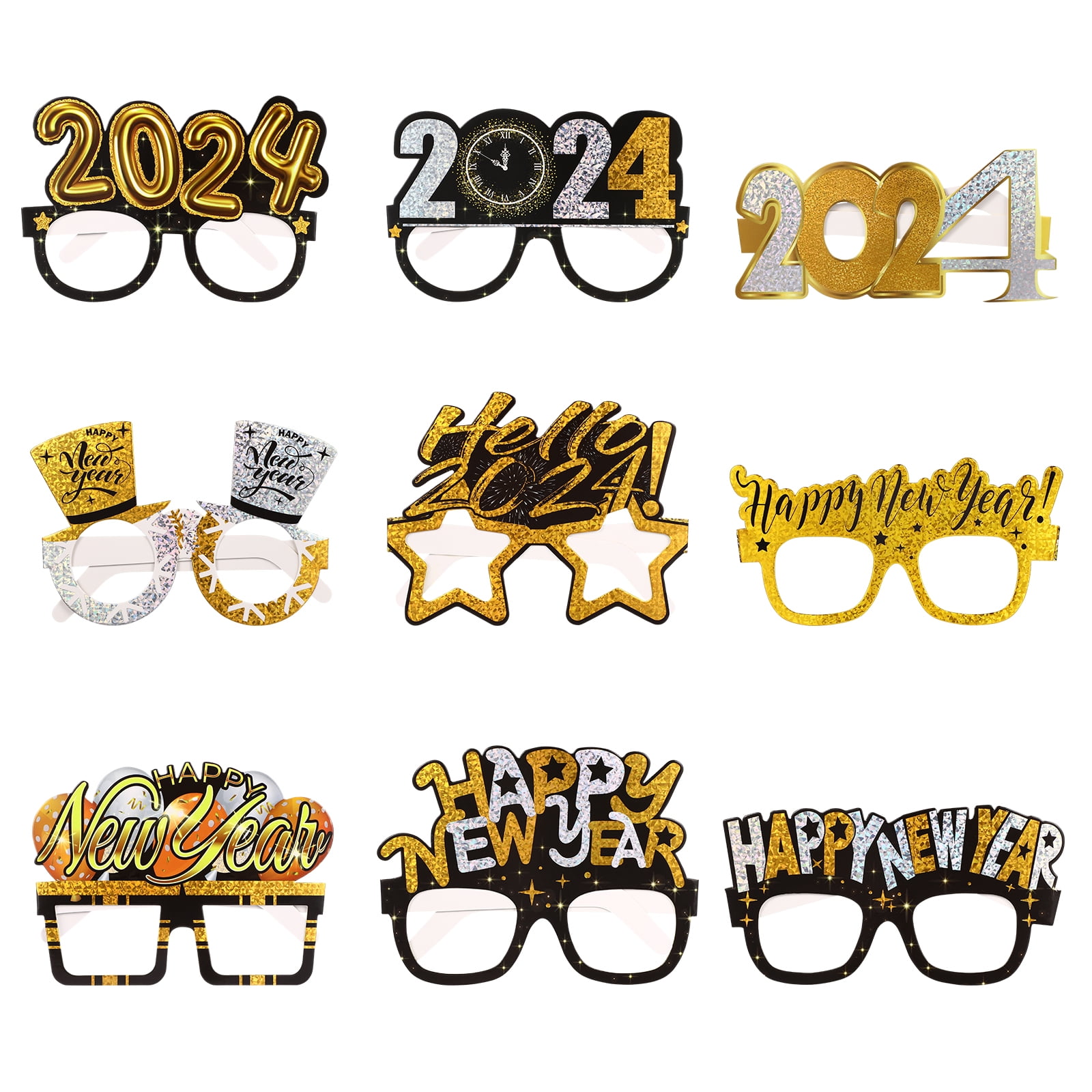 ABOOFAN 9pcs New Year Eyeglasses 2025 New Year Glasses Party Favors