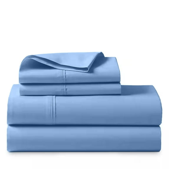 ABORN 100% Giza Egyptian Cotton 600 Thread Count 4 PC Bedsheet - Light Blue, King 28" Deep Pocket