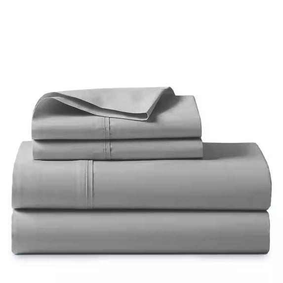 ABORN 100% Giza Egyptian Cotton 600 Thread Count 4 PC Bedsheet - Light Grey, Full 28" Deep Pocket