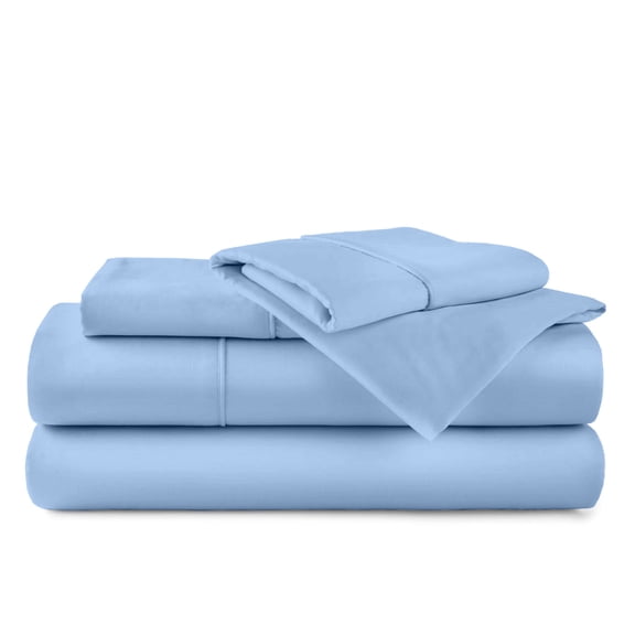 ABORN 28" DEEP POCKET 400-TC 100% Egyptain Cotton Adult Bedsheet [4 PCs RV Short King, Light Blue]
