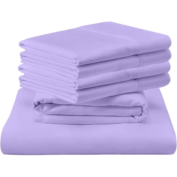 ABORN 300 Thread Count Organic Cotton Bedsheet 6 PC Full Lavender 25" Deep Pockets