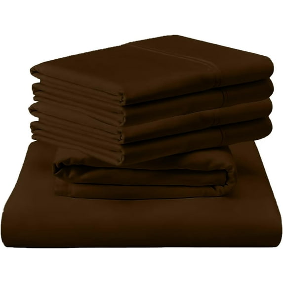 ABORN 300 Thread Count Organic Cotton Bedsheet 6 PC Short King Chocolate 15" Deep Pockets