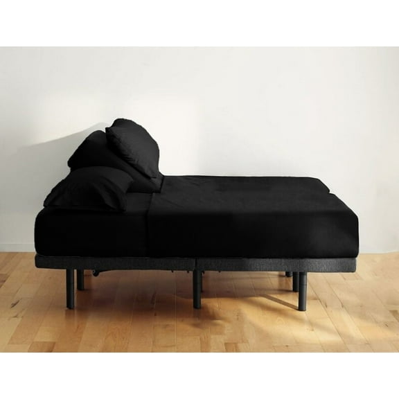 ABORN 400-TC 100% Egyptian Cotton 28" Deep Pocket - Split Head King- 30" Split, Black