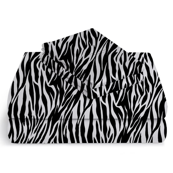 ABORN 400-TC Egyptain Cotton Adult Bedsheet [4 PCs Queen, Zebra Print] 15" Deep Pockets