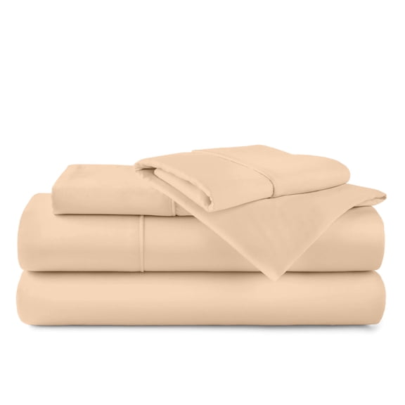 ABORN 400-TC Egyptain Cotton Adult Bedsheet [4 PCs RV Short King, Peach] 12" Deep Pockets