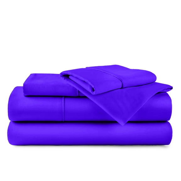 ABORN 400-TC Egyptain Cotton Adult Bedsheet [4 PCs RV Short King, Purple] 12" Deep Pockets