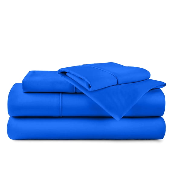 ABORN 400-TC Egyptain Cotton Adult Bedsheet [4 PCs Short Queen, Royal Blue] 12" Deep Pockets