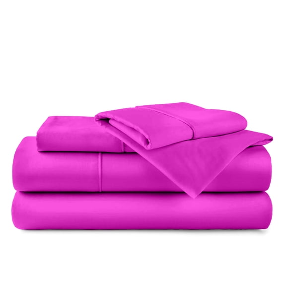 ABORN 400-TC Egyptain Cotton Adult Bedsheet [4 PCs Three Quarter, Hot Pink] 12" Deep Pockets