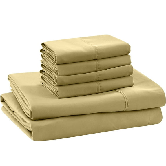 ABORN 400-Thread-Count 100% Egyptian Cotton Bedsheet 6 PC |Full, Taupe| 18" Deep Pockets