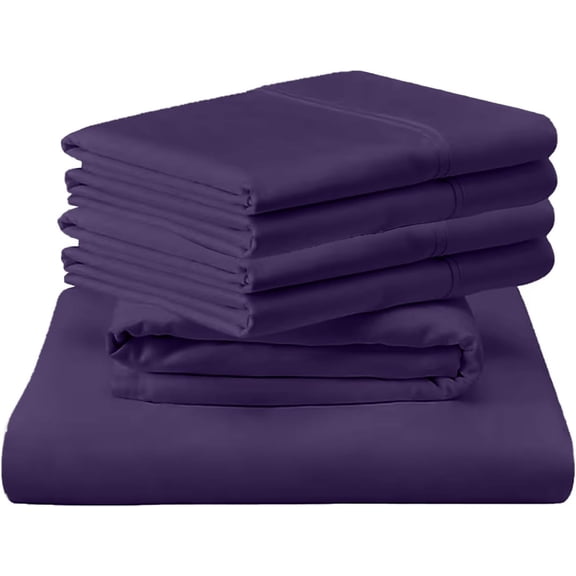 ABORN 400 Thread Count Organic Cotton Bedsheet 6 PC Full Plum 10" Deep Pockets