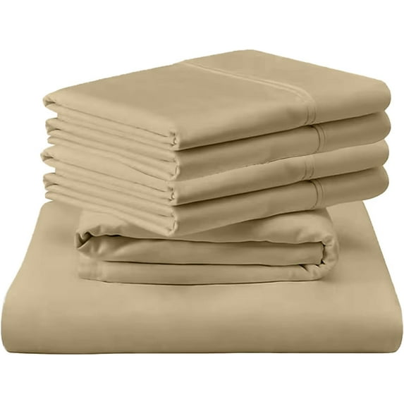 ABORN 400 Thread Count Organic Cotton Bedsheet 6 PC Queen Taupe 15" Deep Pockets