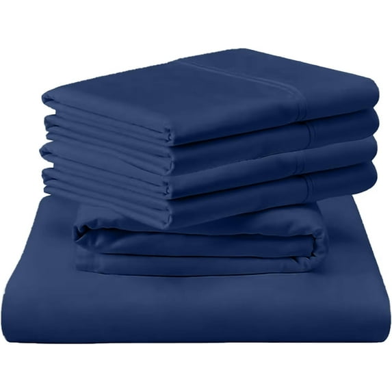 ABORN 400 Thread Count Organic Cotton Bedsheet 6 PC Queen-XL Mediterranean Blue 25" Deep Pockets