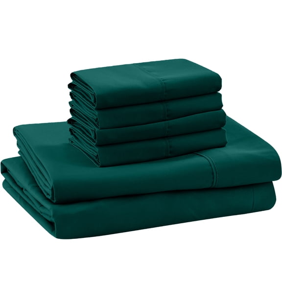ABORN 600-TC 100% Egyptian Cotton Bedsheet |6-PC - Full, Teal Blue| 28" Deep Pocket
