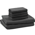 thumbnail image 1 of ABORN 600-TC 100% Egyptian Cotton Bedsheet |6-PC - Short King, Dark Grey| 10" Deep Pocket, 1 of 8
