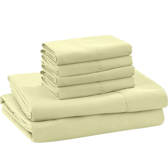 ABORN 600-TC 100% Egyptian Cotton Bedsheet |6-PC - Short King, Ivory| 10" Deep Pocket
